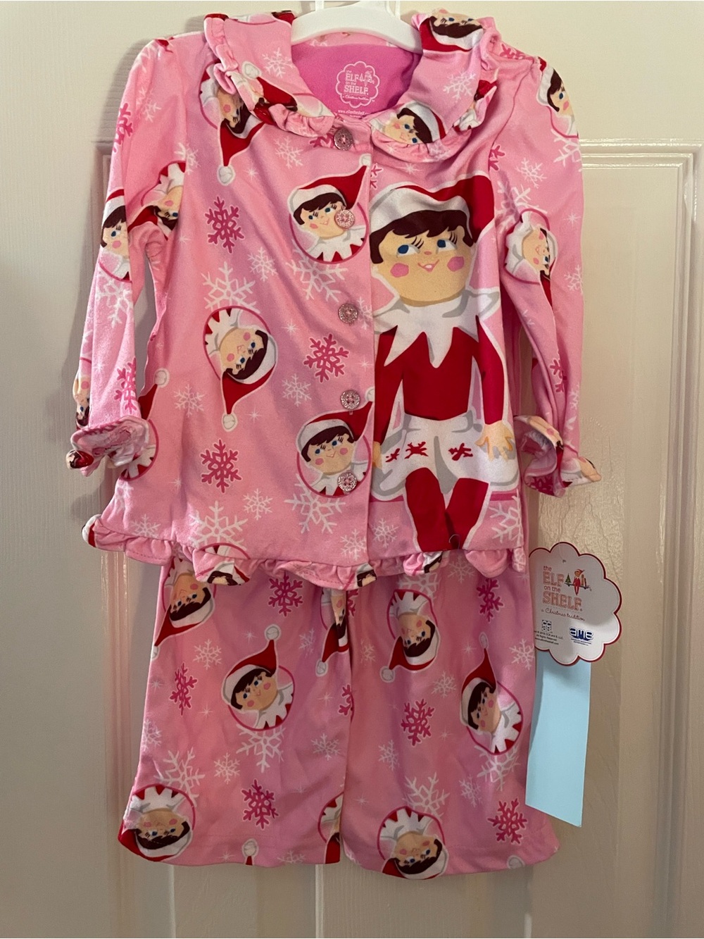 Pink Elf on the Shelf Print Pajama Set 18mon NWT Christmas